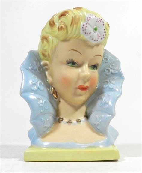 Vintage Porcelain Lady Head Vase Pen Holder 1920 S Head Vase Ceramic