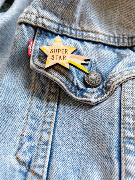 Superstar Pin Badge Handpainted Wooden Pin Badge Etsy UK