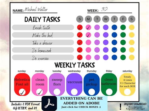 Editable Daily Checklist Printable Weekly To Do List Etsy