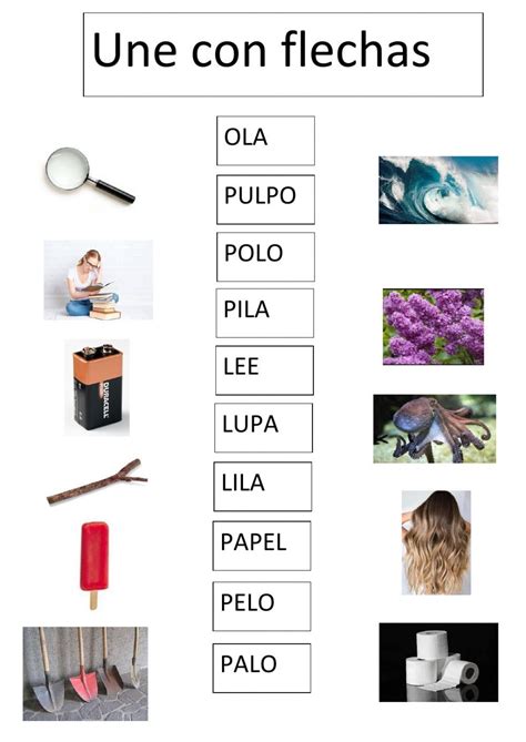 Lee Y Une Con Flechas Palabras Con P L Worksheet Spanish Lessons For