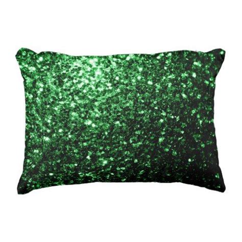 Dark Green Faux Glitter Sparkles Accent Pillow Zazzle Decorative