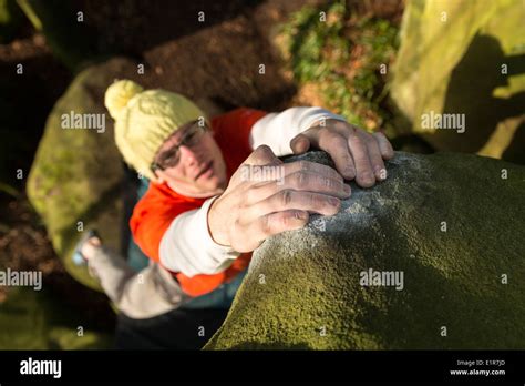 Rock Climbing In The Peak District Stock Photo Alamy