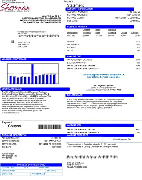 Texas Fake Utility Bill Template