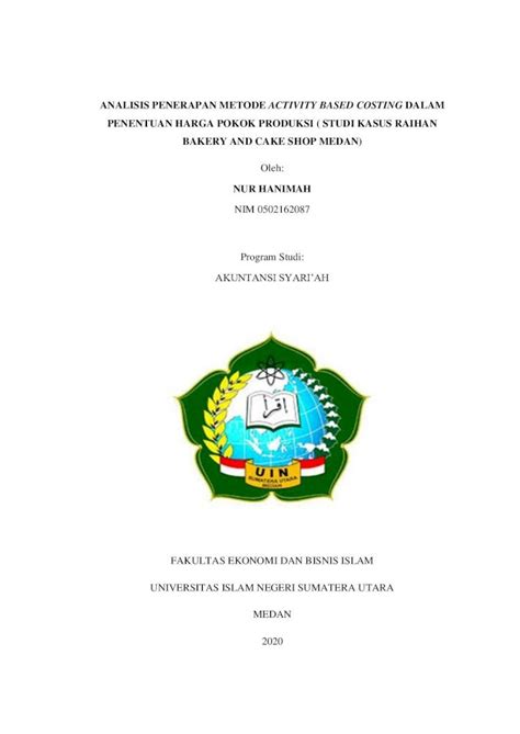 Pdf Analisis Penerapan Metode Activity Based Costing Dalam Penentuan