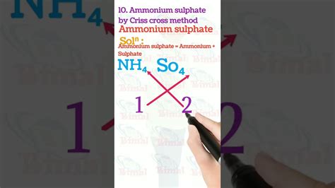 10 Ammonium sulphate NH₄ ₂SO₄ criss cross method bimal physics