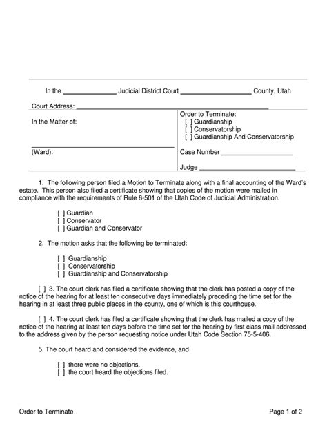 Fillable Online Utcourts Order To Terminate Fax Email Print PdfFiller