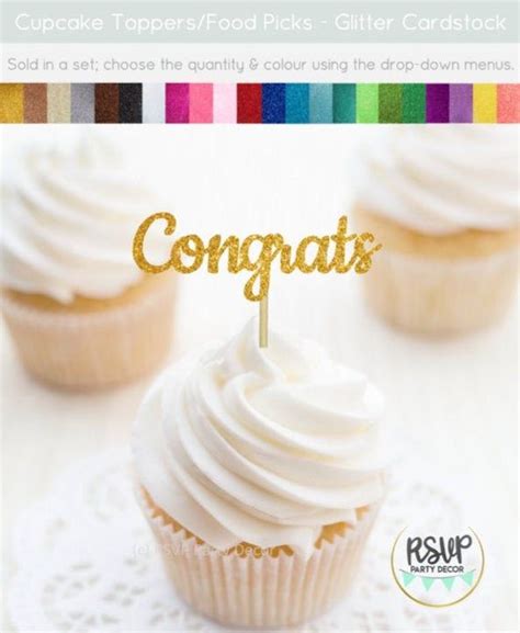 Congrats Cupcake Toppers Congratulations Food Picks Etsy In 2022