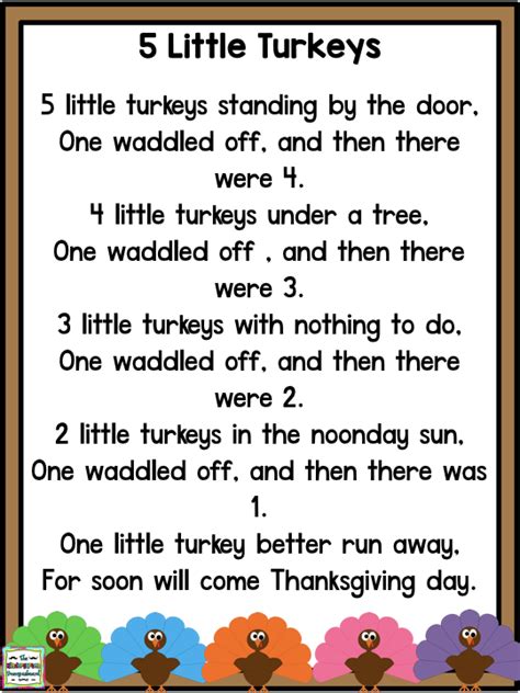 5 Little Turkeys Printable Printable Word Searches