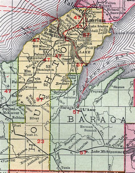 Houghton County Michigan 1911 Map Rand Mcnally Calumet Laurium