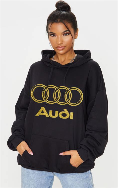 AUDI LOGO HOODIE GOLD GLITTER LOGO AUDI HOODIE AUDI HOODED JUMPER ...