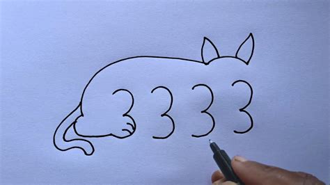 Draw Cat Easy From Number 3333 Cat Drawing Step By Step How To Draw