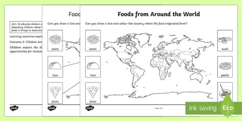 Foods From Around The World Worksheet Worksheet