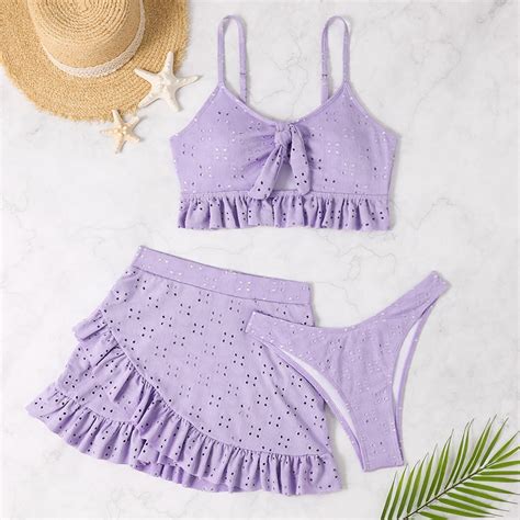 Sexy White Ruffle Bikini Women Three Pieces Swimsuit Brazilian Swimwear Female Beachwear