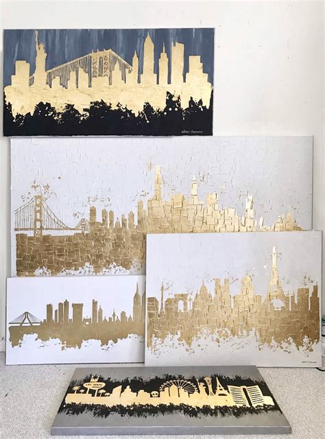 San Francisco Skyline Gold Skyline San Francisco Painting - Etsy