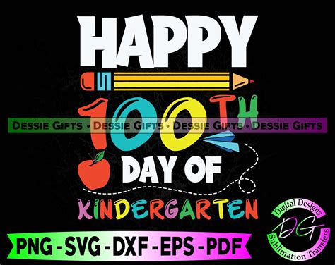 100 Days Of Kindergarten Svg Happy 100th Day Of School T Etsy