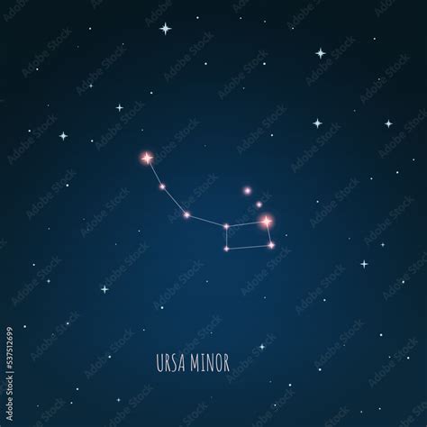 Constellation Ursa Minor On The Background Of Starry Sky Constellation Scheme Collection Vector