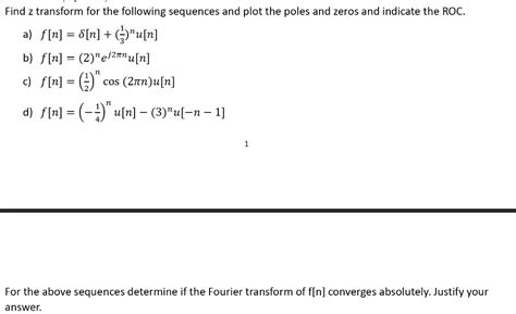 Solved Find Z Transform For The Following Sequences And Plot