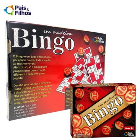 Jogo Bingo Tabuleiro Madeira 36 Peças 90 Cartelas Pais e Filhos 2806 no