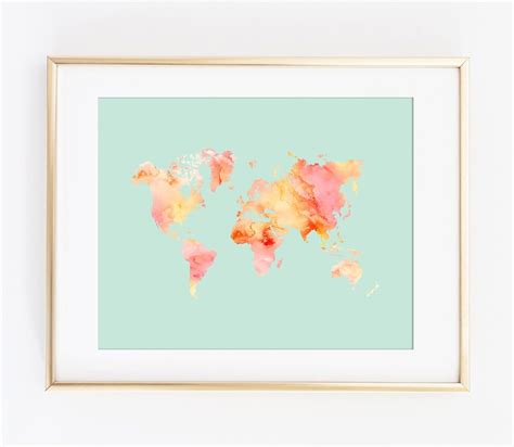 World Map Print World Map Pastel World Map Watercolor World - Etsy