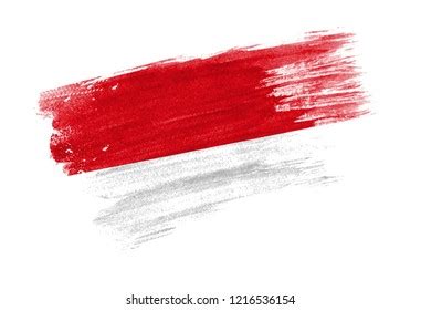 Brush Painted Flag Indonesia Hand Drawn Stock Illustration