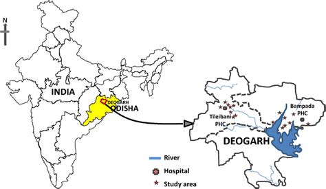 Map Of India Highlighting Deogarh District Odisha State Showing