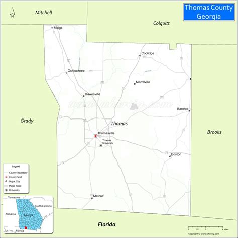 Map Of Thomas County Georgia Showing Cities Highways Important