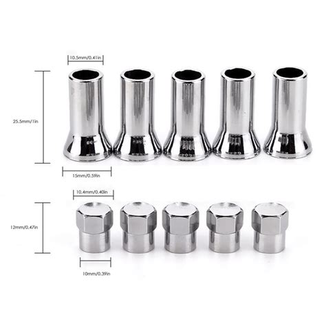 10ชิ้น TR414AC โครเมี่ยมยางรถยนต์รถบรรทุกยางล้อก้านวาล์วหกเหลี่ยมกับแขน ...