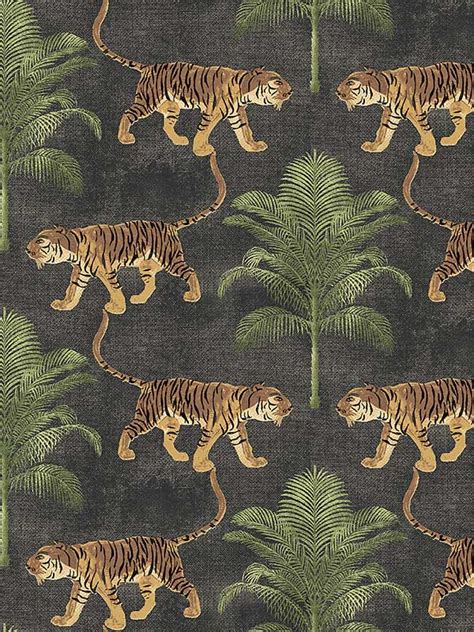 Tiger And Tree Coal Peel And Stick Wallpaper Wr By Tommy Bahama