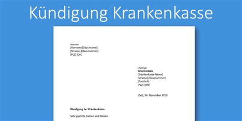 K Ndigung Krankenkasse Vorlage Gratis Word Vorlage