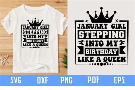 January Girl Stepping Birthday Queen Svg Afbeelding Door Binasvgbundle · Creative Fabrica