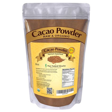 Pure Natural Miracles Organic Cacao Powder Unsweetened Raw