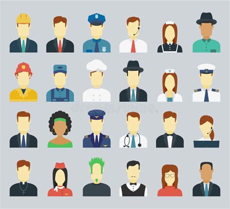 Professions Vector Flat Icons Stock Vector Illustration Of Male