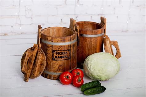 Fermentation Barrel Pickle Oak Barrel L L L L With Lid Wooden