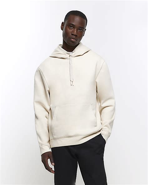 Beige regular fit plain hoodie | River Island