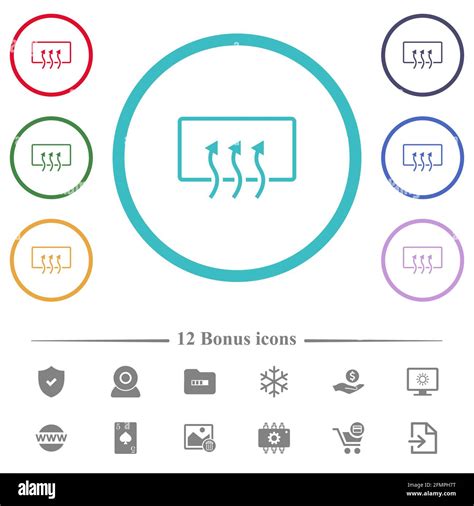 Rear Window Defrost Flat Color Icons In Circle Shape Outlines 12 Bonus