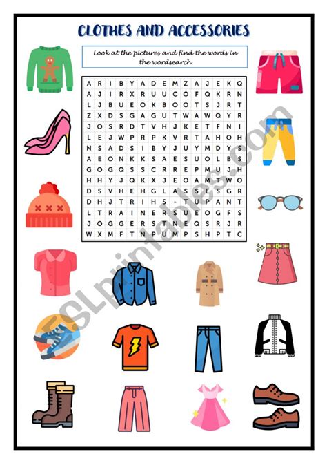 Clothes And Accessories Esl Worksheet By Ruthidiomas