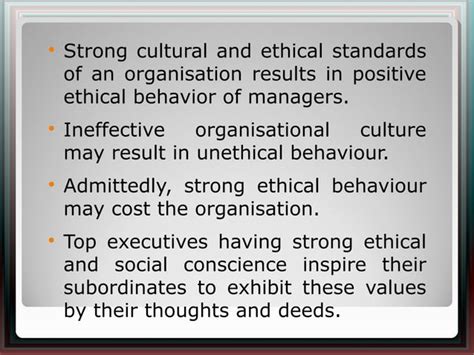 Role Of Organisational Culture In Ethics PPT