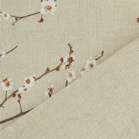 Tissu D Co Semi Panama Fleurs De Cerisiers Naturel Tissus Hemmers