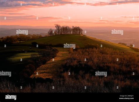 Kelston Roundhill Sunset Stock Photo Alamy