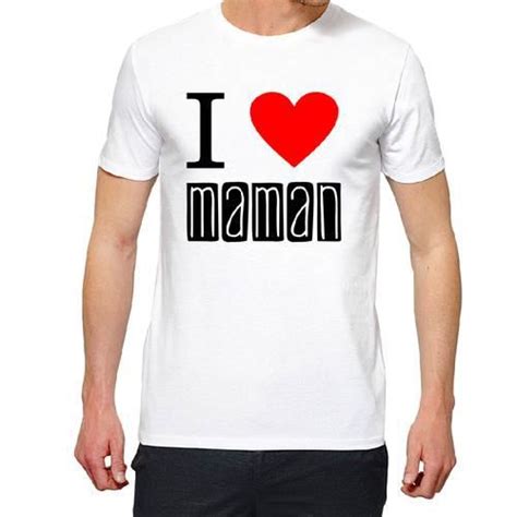 T Shirt Premium Manche Courte Homme Blanc I LOVE YOU MAMAN 1