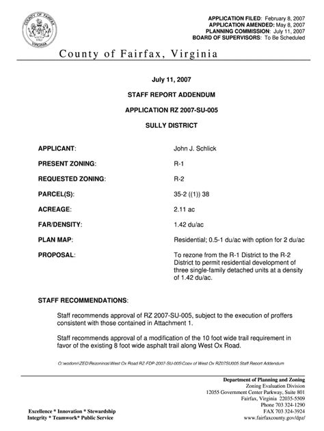 Fillable Online Ldsnet Fairfaxcounty Staff Reports For Proposed