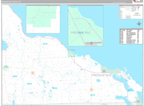 Presque Isle County, MI Wall Map Premium Style by MarketMAPS - MapSales