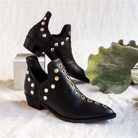 VKEKIEO Ankle Boots For Women Low Heel Round Toe Low Heel Heels