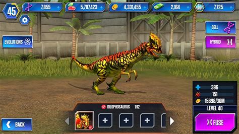 Dilophosaurus Max Level 40 Jurassic World The Game Ios Android