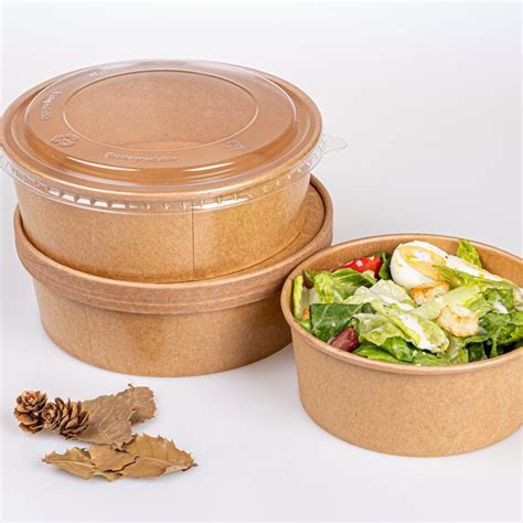 1500ml Eco Friendly Disposable Kraft Paper Bowl Packaging Container