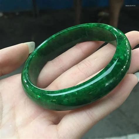 Natural Myanmar Jadeite Jadeite Bangle Bracelet For Women Fashionable Waxy Emerald Dry Jade ...