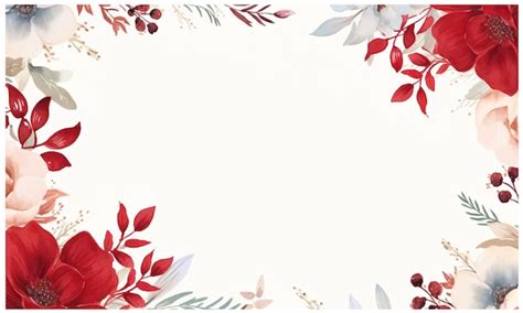 Premium Vector Watercolor Frame With Red Flowers