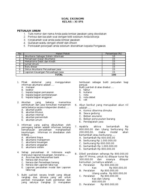 Soal Ekonomi Xi 1 Pdf