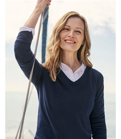 Navy 10% Cashmere & 90% Cotton | Cashmere & Cotton V Neck Jumper