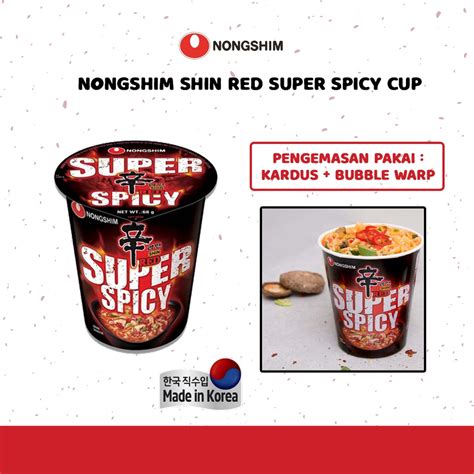 Nongshim Shin Red Super Spicy Cup 68gr Made In Korea Shin Cup